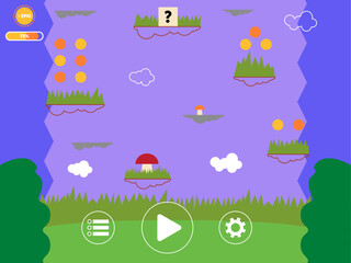 Video game screen display on mobile phone. Equipment of gamers. Games illustration. Flat vector illustration.