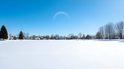 Snowy Landscape Under Clear Blue Sky