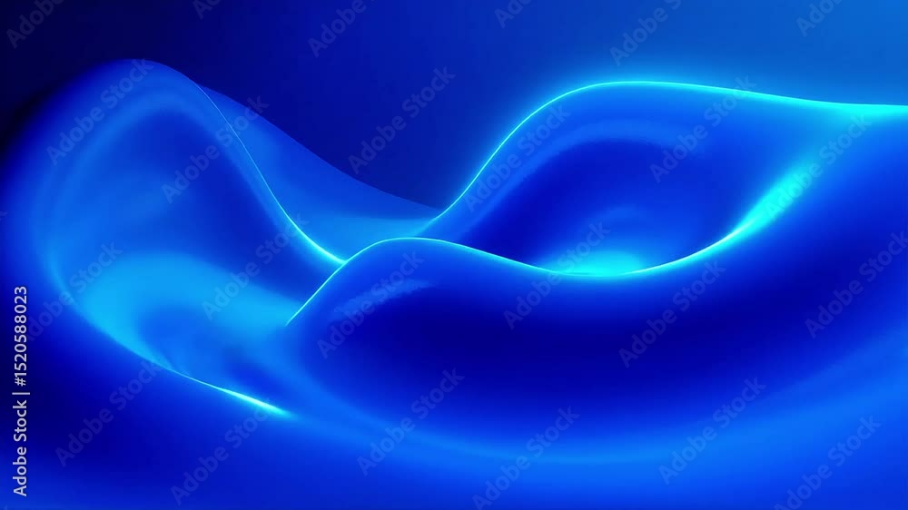 Poster abstract blue liquid light waves flowing dynamically