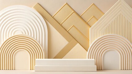 Elegant 3D Podium with Arches and Geometric Elements