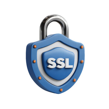 Secure your data with this SSL padlock illustration a 3D rendering of a blue shield padlock with SSL text