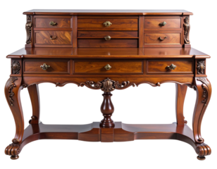 Antique Renaissance Walnut Writing Desk with Lion Paw Feet