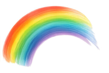 Vibrant rainbow brush stroke forming an arch on a transparent background, ideal for design projects