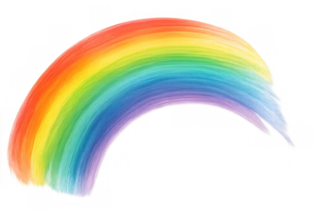 Vibrant rainbow brush stroke forming an arch on a transparent background, ideal for design projects
