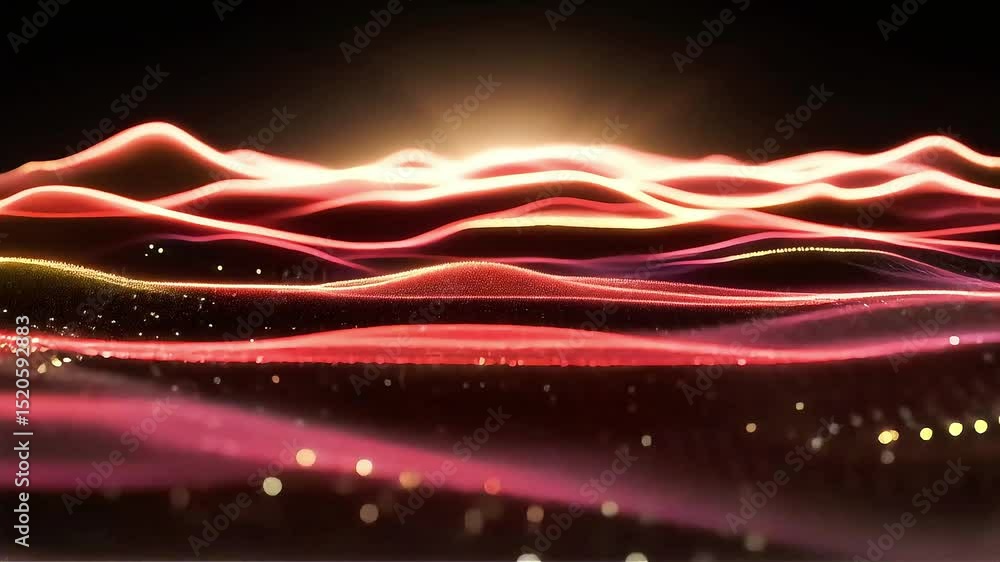 Poster abstract red and gold particle wave animation