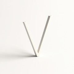 White 3D Letter V on White Background