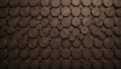 Wooden background of textured log slices arranged in a pattern