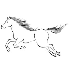 午年　筆で描いた馬のイラスト　水墨画
