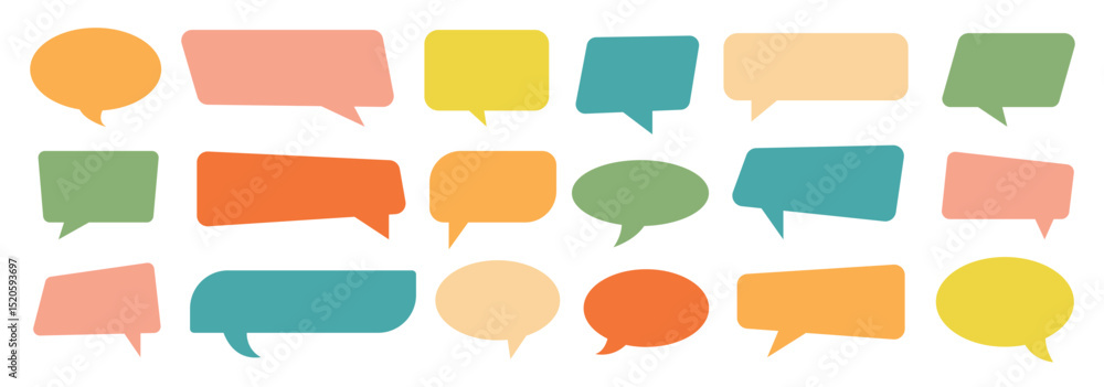 Poster set of flat colorful bubble speech vector. blank template quote text info design boxes quotation bub