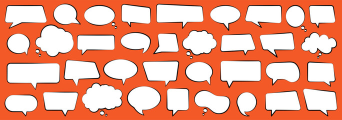 Speech Bubbles set. Quote box frame set. Black speech bubble collection. speech bubble comic signs. Collection of speech bubbles or dream clouds for dialog. Vector illustrator