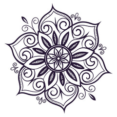 Intricate floral mandala vector illustration in elegant black and white design for decorative use