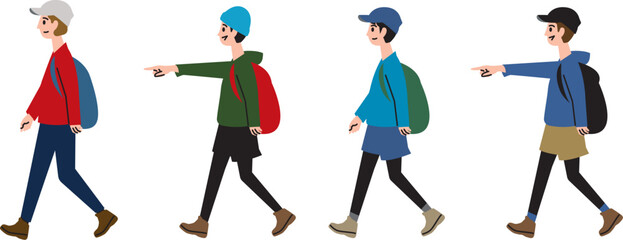 色とりどりな格好で歩く山ボーイ