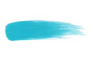 Turquoise acrylic brush painting bold, textured stroke against transparent backdrop, highlighting creative graphic design element