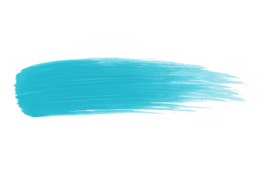 Turquoise acrylic brush painting bold, textured stroke against transparent backdrop, highlighting creative graphic design element