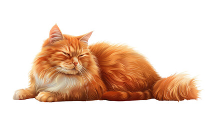 Ginger cat isolated on white