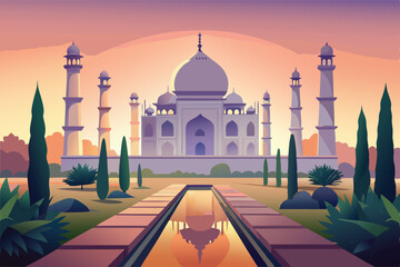 Taj mahal india architecture travel landmark tourism vector