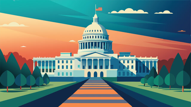 Washington dc capitol building illustration vector image