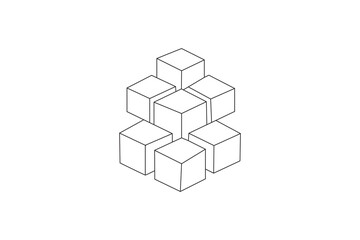Stacked isometric cubes optical geometric  illusion line art details