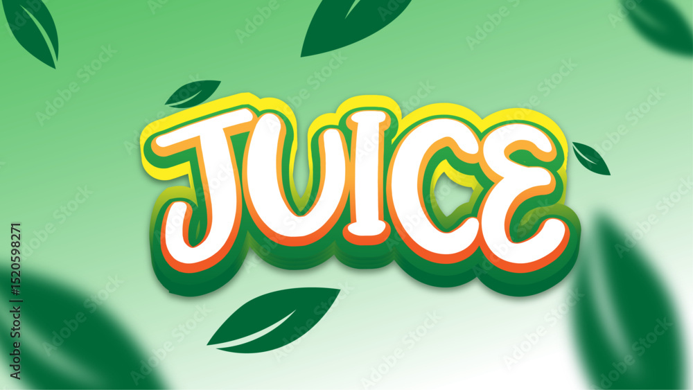 Poster cartoon cute juice vector fully editable smart object text effect