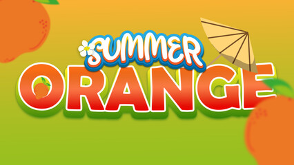 Editable summer orange cartoon style text effect