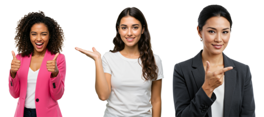 Diverse Group of Women Smiling and Gesturing Positive Signs in Professional Attire
