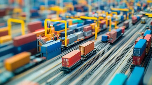 Miniature Cargo Train, Logistics, Global Trade, Shipping Containers, Model Railway