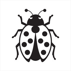 Ladybug Silhouette Vector Icon – Minimal Insect with Dots and Antennae