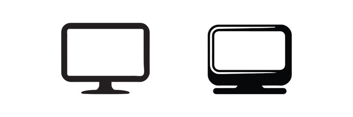 Monitor Black and White Square Icon