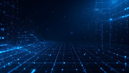 Abstract Dark Blue Futuristic Digital Grid Background for Technology and Innovation Design