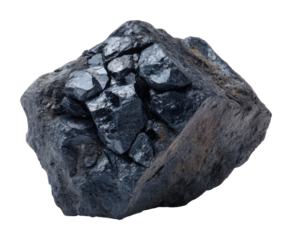 Mining activity of high-quality coal underground geological content dark environment view isolated on transparent background