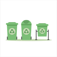 Green recycling bins