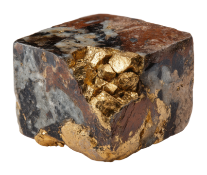 Mining gold ore natural habitat mineral earthy environment view geology concept isolated on transparent background