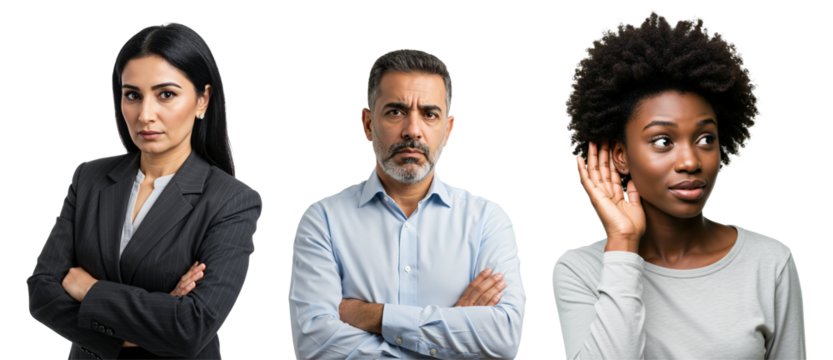 Diverse Group of Adults Engaging in Serious Conversation