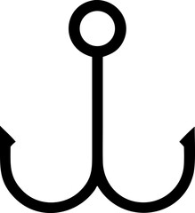 Simple Fish Hook Icon Illustration for Fishing and Angling Designs Perfect for Outdoor and Recreational Activity Themes with Minimalist Style