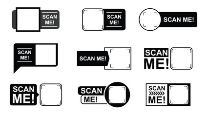 Scan QR code flat set icon collection. Scan me icon. Scan qr code icon for payment, mobile app and identification.
