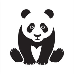 Panda Silhouette Vector Icon – Minimal Black and White Cartoon Animal