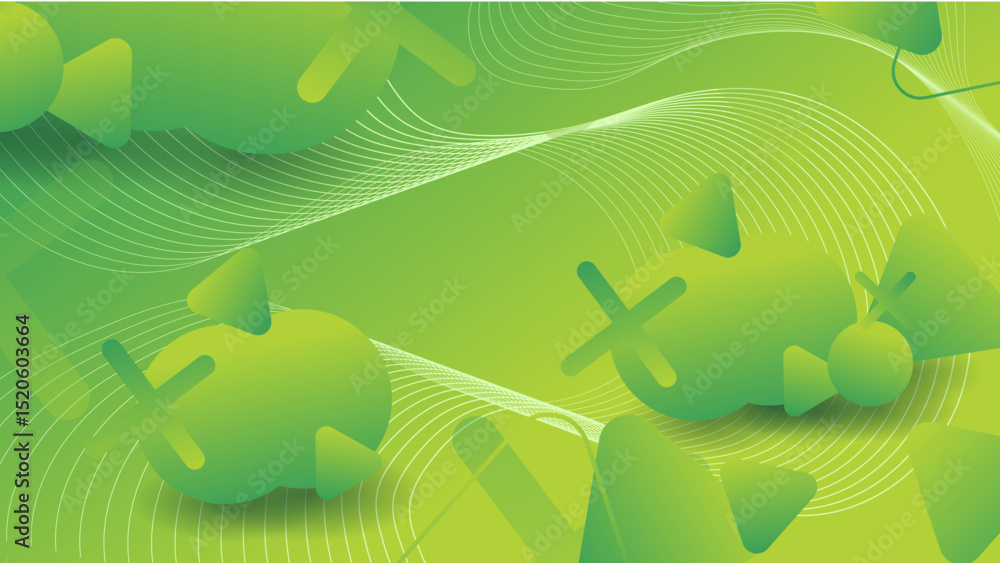 Poster abstract background green color with abstract shapes