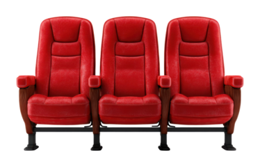 Movie theatre seating arrangement cinema furniture display contemporary style front view isolated on transparent background