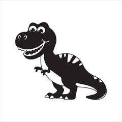 Cute Cartoon Dinosaur Silhouette Vector Icon – Smiling Baby T-Rex Graphic