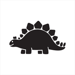 Cute Stegosaurus Dinosaur Silhouette Vector Icon – Cartoon Prehistoric Character