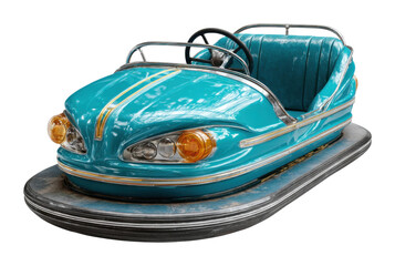 Exciting bumper car ride experience at amusement park family fun vibrant atmosphere isolated on transparent background