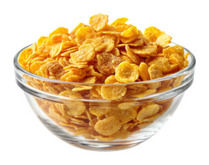 Crunchy cornflakes breakfast bowl kitchen table food cozy home healthy eating isolated on transparent background