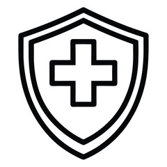 Medical shield icon line art healthcare protection symbol