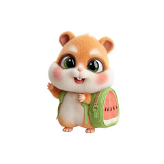 Adorable Hamster with Watermelon Backpack Ready for School