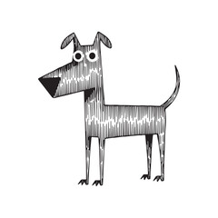 black and white dog illustration