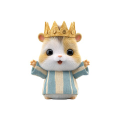Adorable Hamster King in Striped Sweater, 3D Render