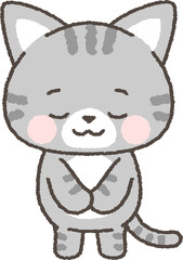 嬉しそうにお辞儀をするネコ