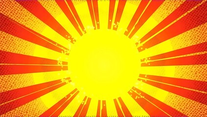 Vibrant orange and yellow sunburst background with radial halftone gradient. Comic explosion vibe, energetic pop design. Ideal for party flyers, retro ads, bold headlines.