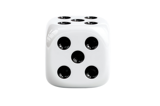 dice icon gaming and luck theme white and black vector flat minimalist design isolated on transparent background