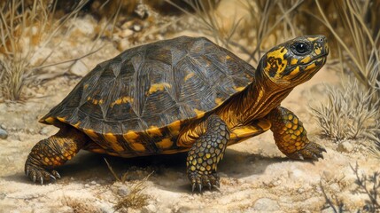 Obraz premium Close-Up of a Desert Tortoise on Sand